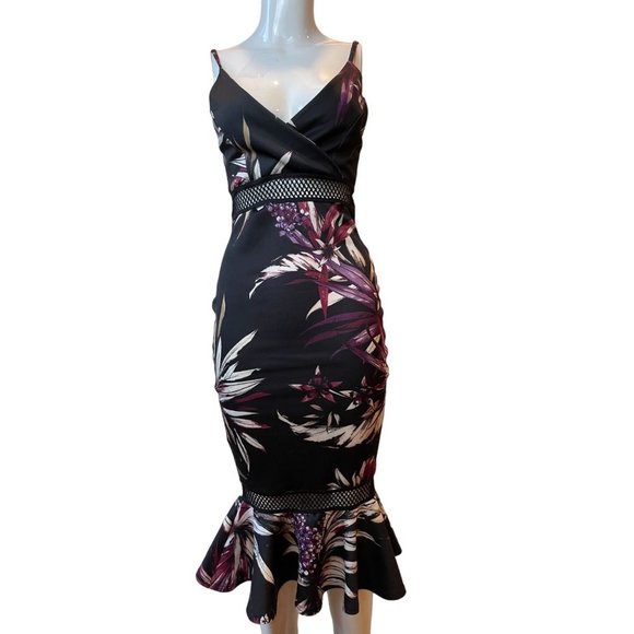 Boohoo Womens Bodycon Fishtail Dress Backless Adjustable Strap Black Purple SZ 4 - Picture 1 of 8